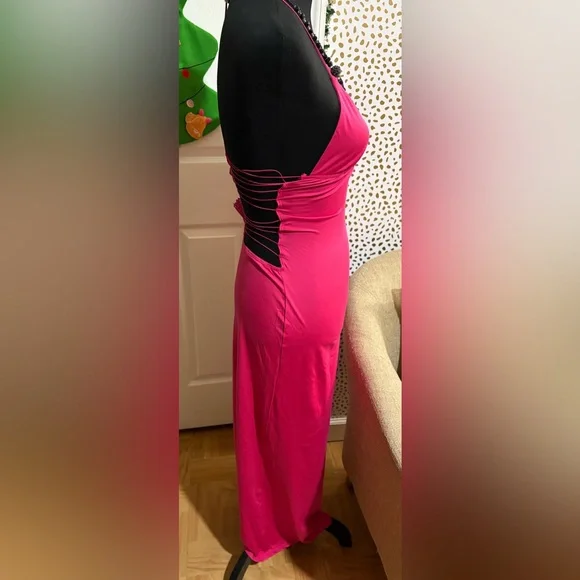 Pink Butterfly Backless Maxi Dress - Picture 3 of 9